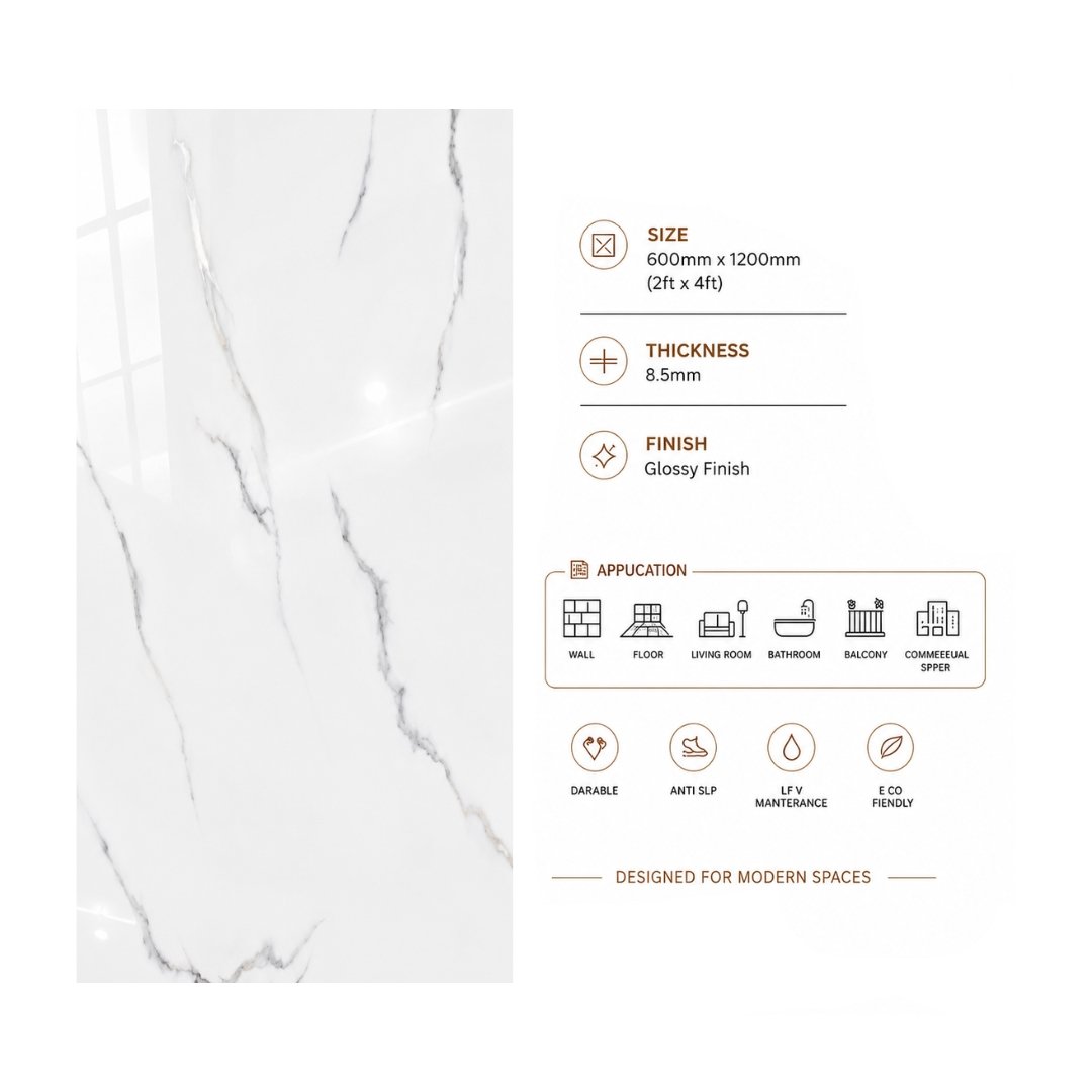 AL ZEBRONIC STATUARIO Marble Living Area Tiles - My Home Studio